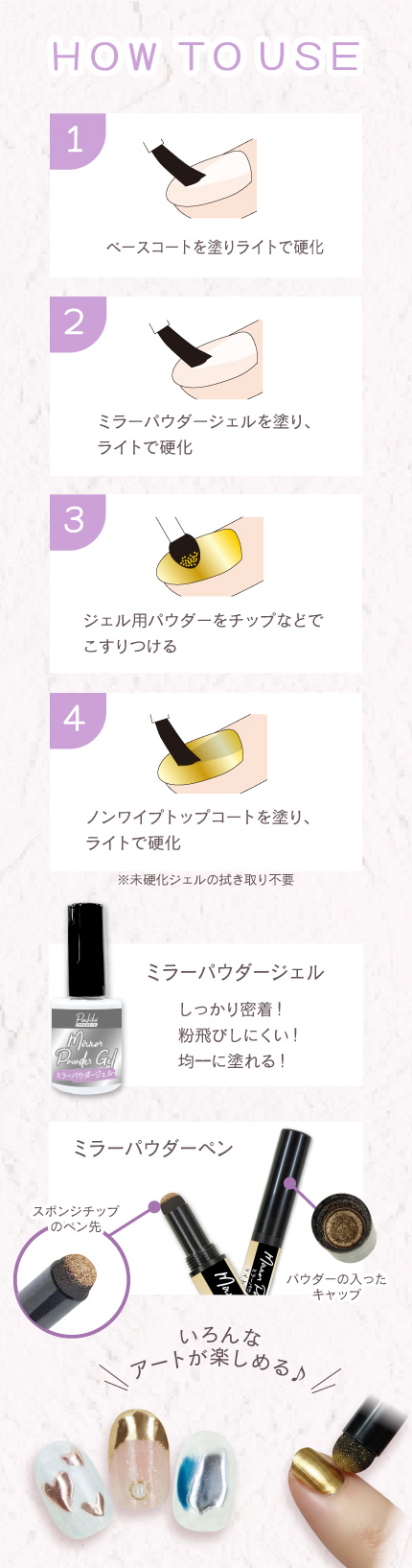 ミラーパウダージェル 使い方