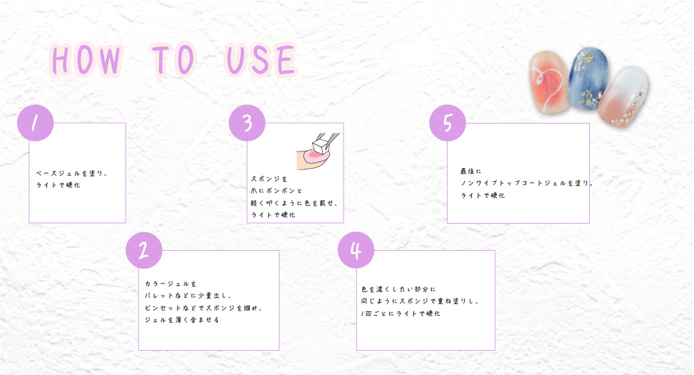 ネイルアートスポンジ 使い方